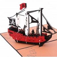 Handmade 3D Pop Up Card pirate ship birthday Valentine's anniversary father's day retirement leaving best wishes holiday blank greeting
